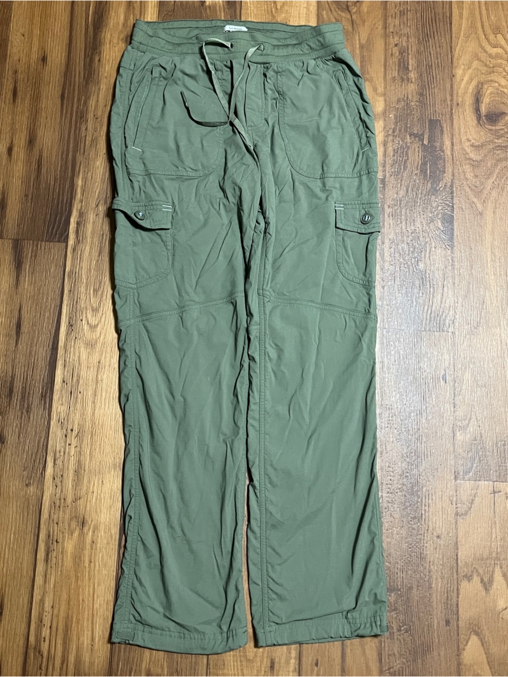 L.L. Bean Vista Camp Pants Women’s Small Green Nylon Hiking Cargo Utility Pants